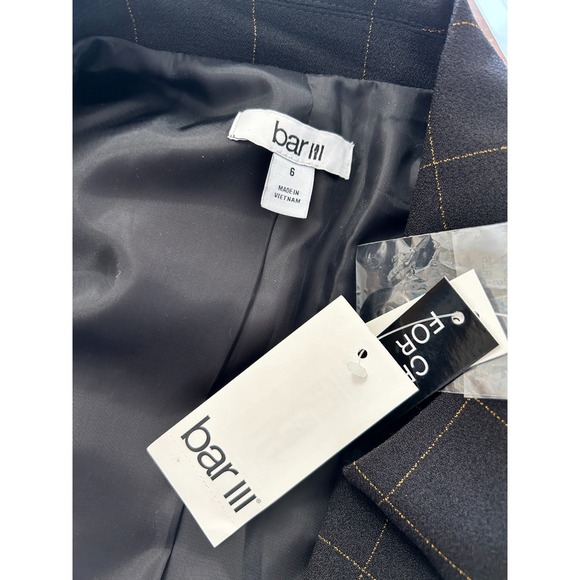 Bar III Open-Front Blazer Womens Size 6 Small Black Check Long Sleeve MSRP $119 - Picture 4 of 10